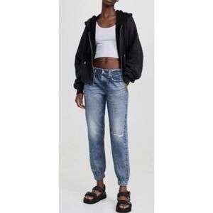 Rag & Bone Miramar Jogger Blue Denim Print Cotton Terry Sweatpants Women XS